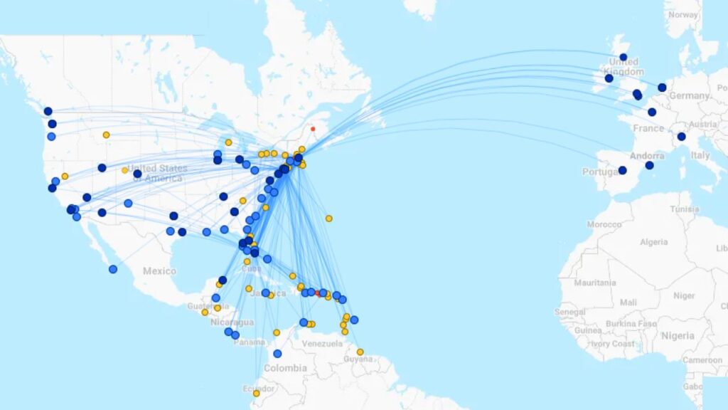 JetBlue Airways Route Map